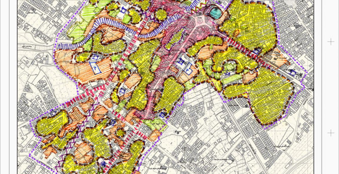 طرح بهسازی و نوسازی بافت فرسوده اسفراین - نقشه کاربری اراضی - پهنه ها و راسته ها و مراکز شهری
