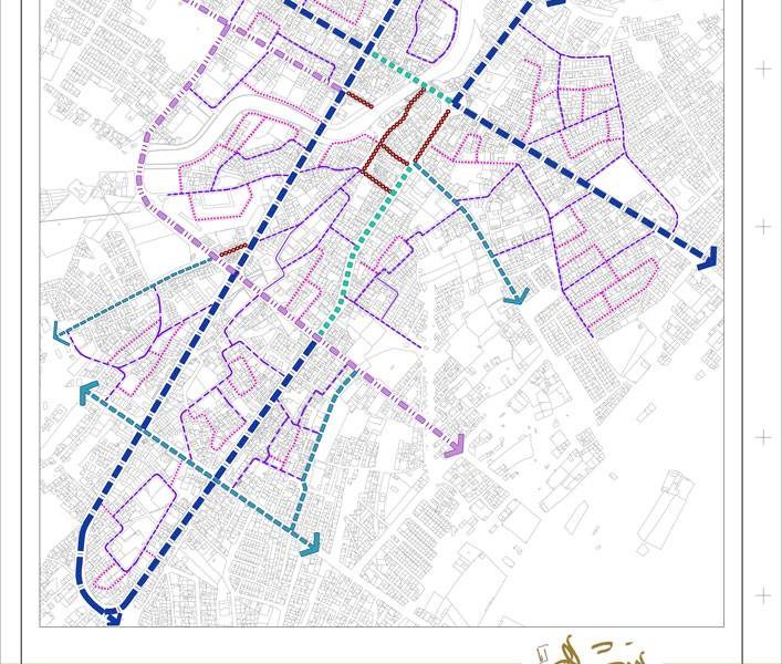 طرح بهسازی و نوسازی بافت فرسوده اسفراین - نقشه چارچوب طراحی شهری - نظام حرکتی و دسترسی