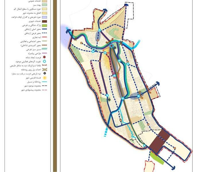 طرح جامع شهر نورآباد - نقشه الگوی پیشنهادی توسعه
