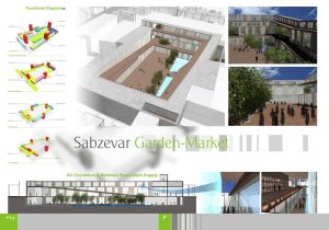 طراحی معماری سه بعدی و مقطع باغ بازار